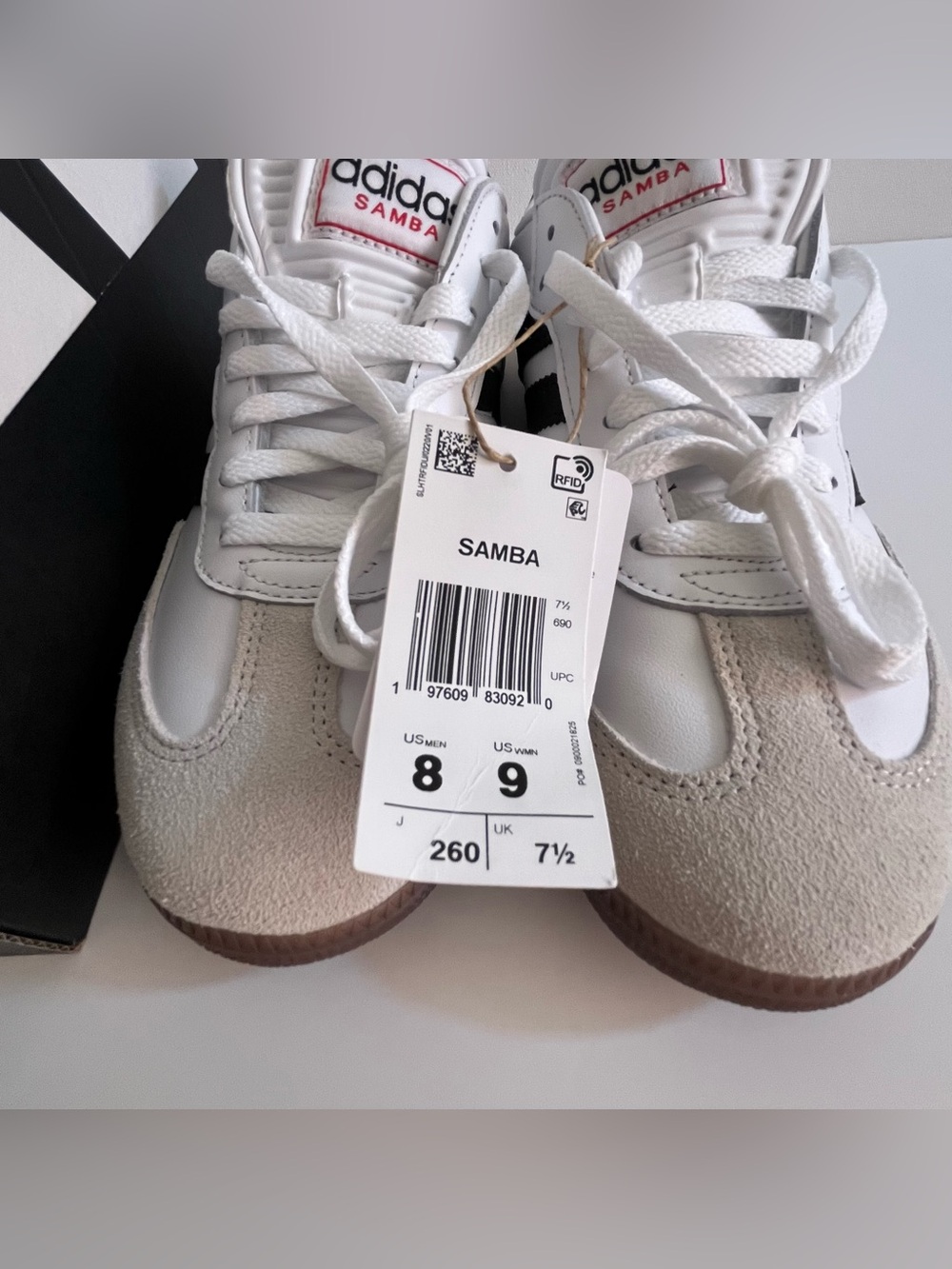 adidas Unisex Samba White Sneakers with Black Stripes Men Size 8 - Picture 5 of 12